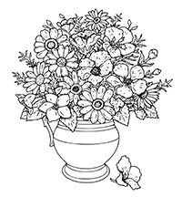 Bloemen In Vaas - Kleurplaat021