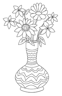 Bloemen In Vaas - Kleurplaat023