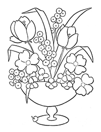 Bloemen In Vaas - Kleurplaat024
