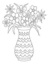Bloemen In Vaas - Kleurplaat027