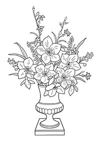 Bloemen In Vaas - Kleurplaat029