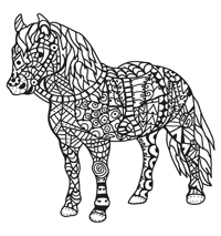 Paarden Mozaiek - Kleurplaat008
