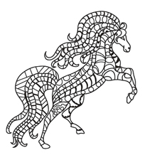 Paarden Mozaiek - Kleurplaat013