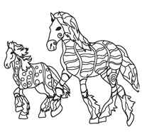 Paarden Mozaiek - Kleurplaat023