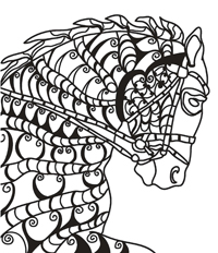 Paarden Mozaiek - Kleurplaat024