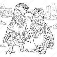 Pinguins - Kleurplaat011